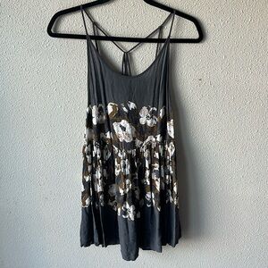 Free People Intimately Gray Floral Voile Short Slip Dress XS